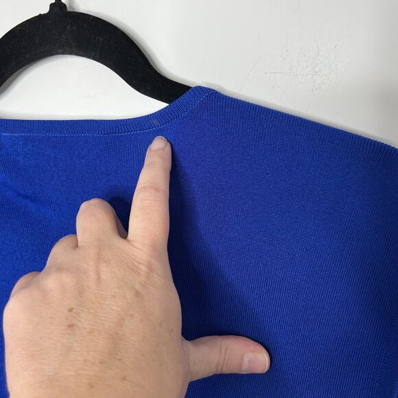 Misook Vest Womens 1X Blue Longline Open Front Duster Knit Pockets Sleeveless - Picture 7 of 10